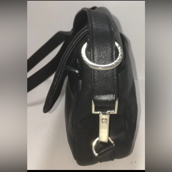 Ettenne Aigner Genuine Leather Shoulder Bag Black Silver Hardware Dark Academia - Picture 4 of 16